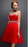 Charming Rhinestone Strapless Short Beige Party Dress KSP240