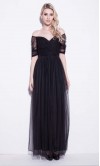 Black Tulle Off Shoulder Long Prom Dresses UK KSP250