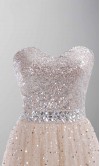 Champagne Sequin Sweetheart Long Prom Gowns KSP254