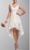 Ivory Lace V-neck High Low Bridesmaid Dresses KSP256
