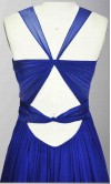 Blue Cross Strap Cut Out Back Long Prom Party Dress KSP273