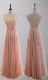 Pink Backless Long Chiffon Sexy Evening Dresses KSP274
