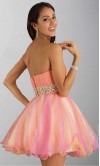 Rainbow Strapless Rhinestones Short Organza Prom Gowns KSP283