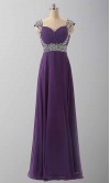 Cap Sleeve Sweetheart Rhinestone Long Prom Dresses KSP284