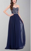 Dark Navy Blue Dazzling Embroidery Long Formal Dresses 