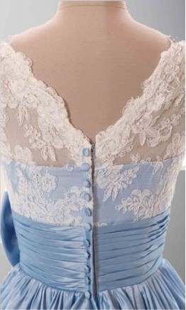 Lace Vintage Cute Bow Knot Short Bridesmaid Dresses KSP289