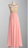 Pink Lace Flowers Embroidery Long Formal Dresses KSP293