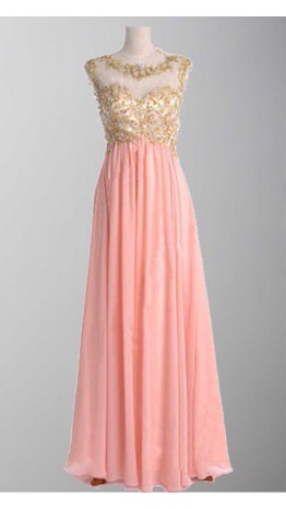 Pink Lace Flowers Embroidery Long Formal Dresses KSP293