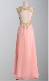 Pink Lace Flowers Embroidery Long Formal Dresses KSP293