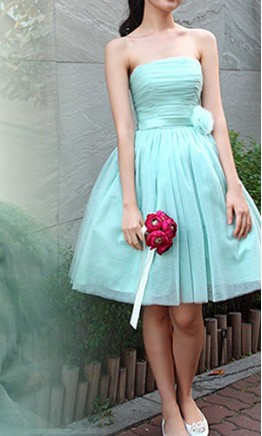 Fresh Mint Sweet Short Tulle Bridesmaid Dresses KSP326