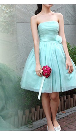 Fresh Mint Sweet Short Tulle Bridesmaid Dresses KSP326