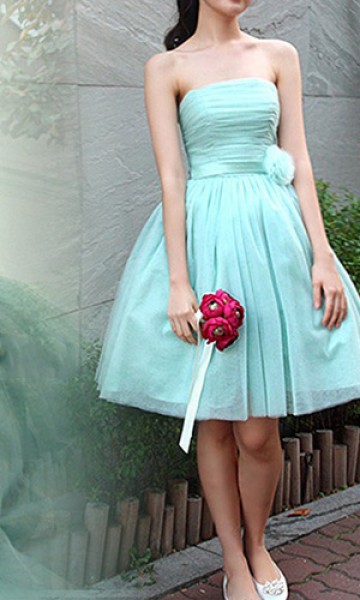 Fresh Mint Sweet Short Tulle Bridesmaid Dresses KSP326