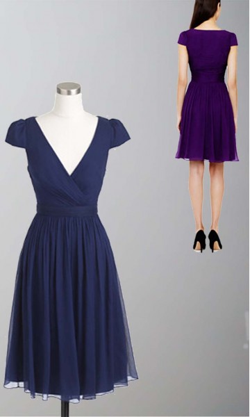 Crossover V-Neckline Cap Sleeve Short Bridesmaid Dresses