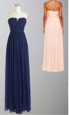 Blue V-neck Pleated Long Bridesmaid Dress UK KSP333