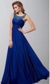 Blue Beading Round Neck Tunic Prom Dress Long KSP341