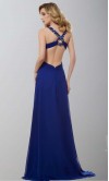 Blue Backless Cross Strap Long Prom Dresses
