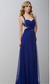 Blue Backless Cross Strap Long Prom Dresses