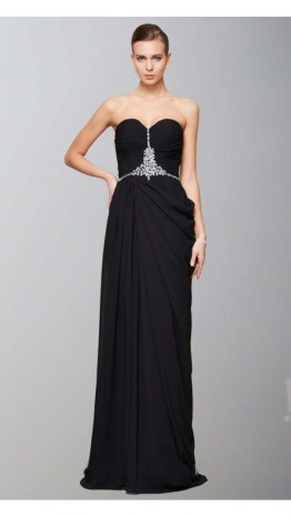 Black Sweetheart Side Ruffles Long Formal Dresses KSP345