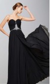 Black Sweetheart Side Ruffles Long Formal Dresses