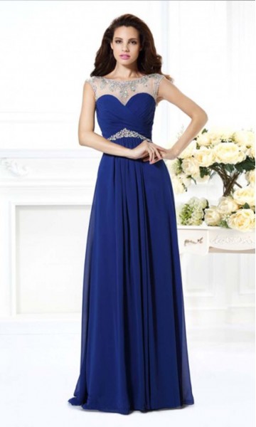 Blue Illusion Long Lace Prom Dresses UK KSP346