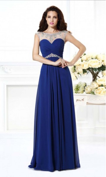 Blue Illusion Sweetheart Long Prom Dresses UK