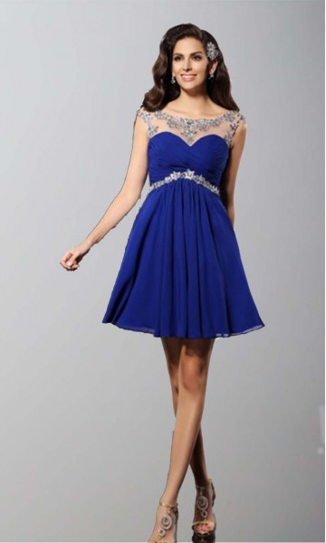 Short Blue Prom Dresses Cut Out Back