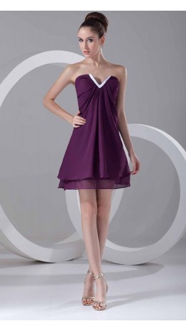 Cute Burgundy Sweep V-neck Short Prom Dress KSP351