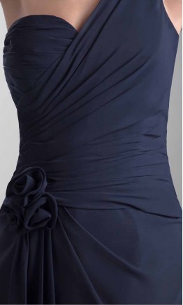 Pastel Blue One Shoulder Long Floral Maid of Honor Dress KSP359