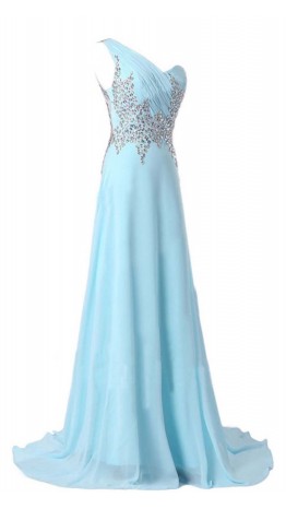 Light Blue One Should Zigzag Sequin Long Formal Dresses KSP369