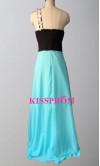 Lace Decorated One Shoulder Black And Teal Occasion Dress KSP373