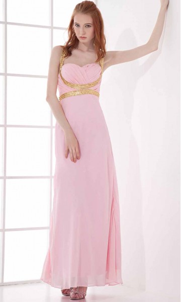 Golden and Pink Long Halter Prom Dresses
