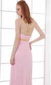 Golden and Pink Long Halter Prom Dresses