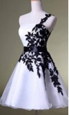 Black and White Short Graduation Dress