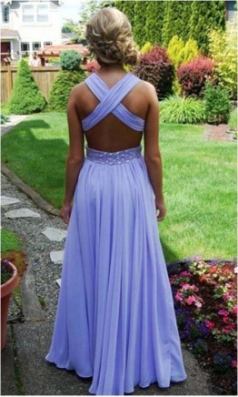 Flowing Yellow Halter Backless Long Prom Dresses KSP377