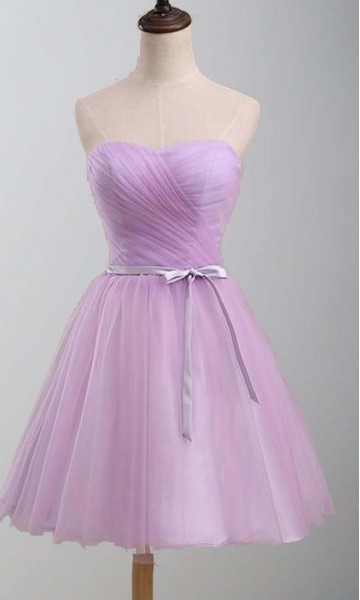 Lavender Sweetheart Bow Knot Short Hoco Dresses KSP381