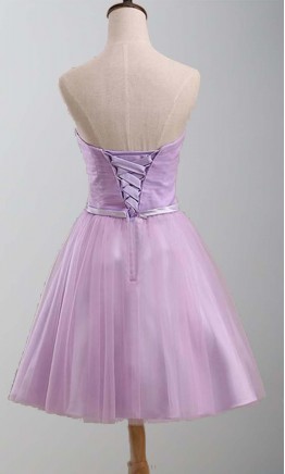 Lavender Sweetheart Bow Knot Short Homecoming Dresses