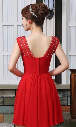 Girly Pink Jeweled Illusion Short Prom Dress KSP383