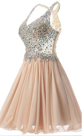 Deep V-Neck Rhinestone Short Blue Graduation Dress KSP387