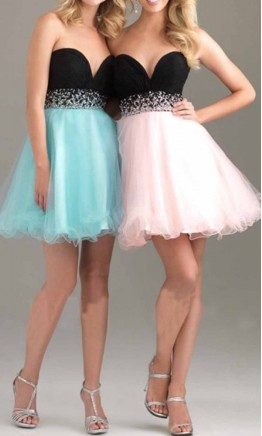 Black and Pink Sweetheart Empire Short Prom Dresses