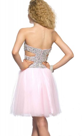 Cut Out Sweetheart Glitter Short Pink Prom Dresses UK