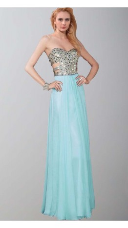 Cut Out Sweetheart Glitter Long Teal Prom Dresses UK KSP395