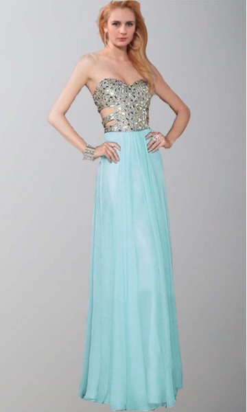 Cut Out Sweetheart Glitter Long Teal Prom Dresses UK KSP395