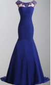Blue Jeweled High Illusion Mermaid Long Formal Dresses KSP400