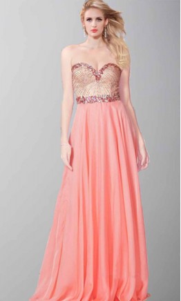 Jewel and Sequin Sweetheart long Prom Dresses 