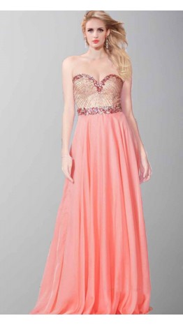 Jewel and Sequin Sweetheart long Prom Dresses KSP409