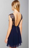 Lace Cap Sleeves V-neck Short Graduation Dress 