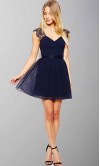 Lace Cap Sleeves V-neck Short Graduation Dress 