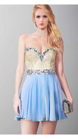 Jewel and Sequin Sweetheart Short Prom Dresses KSP411