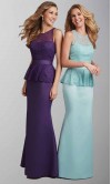Elegant High Lace Illusion Long Sheath Bridesmaid Dresses KSP413