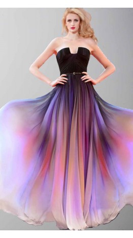 Beautiful Sunset Long Ombre Cape Prom Dresses KSP421